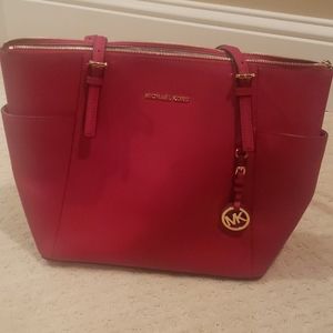 Michael Kors Red Leather Signature Tote